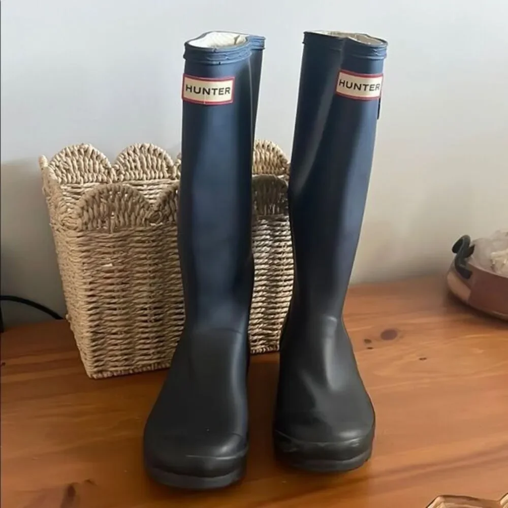 Hunter Blue Matte Finish Tall Waterproof Boots